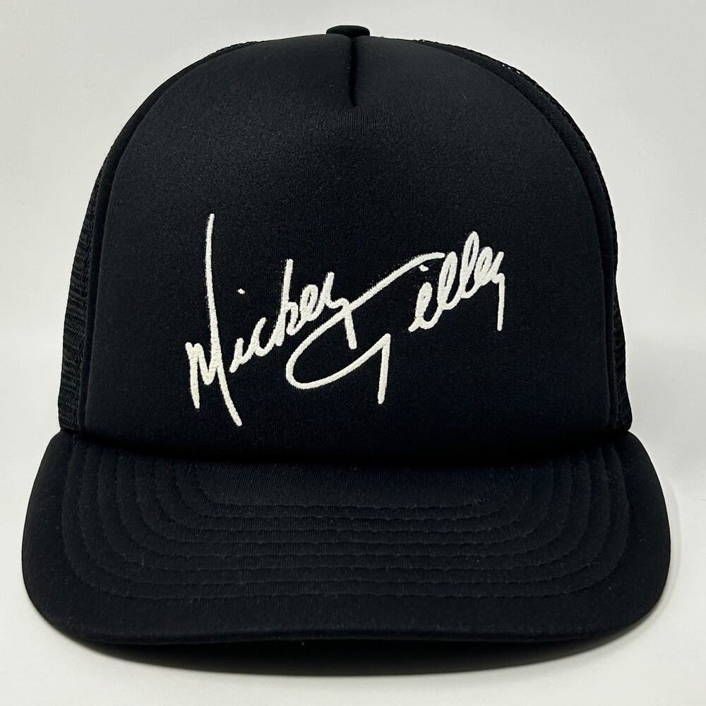 Vintage 80s Mickey Gilley Trucker Hat Baseball Cap Country Mesh Snapback Black